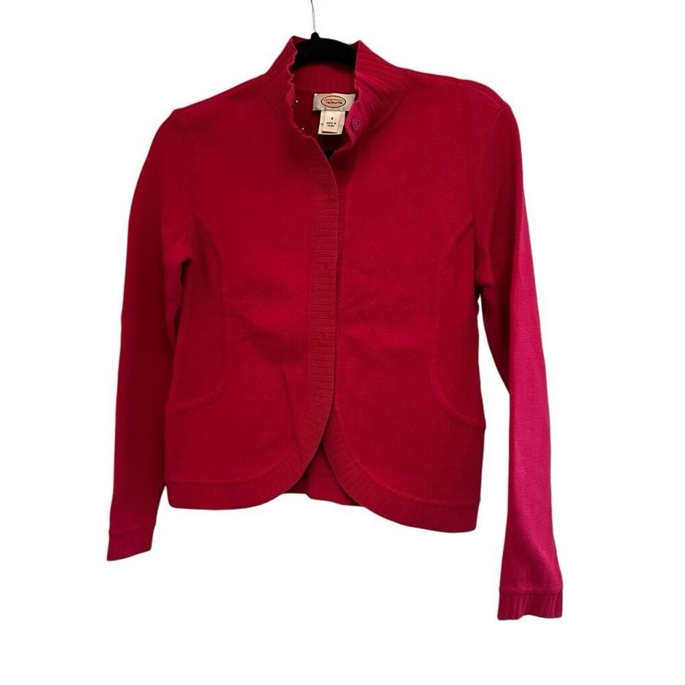 Talbots pink structured sweater blazer- size s
